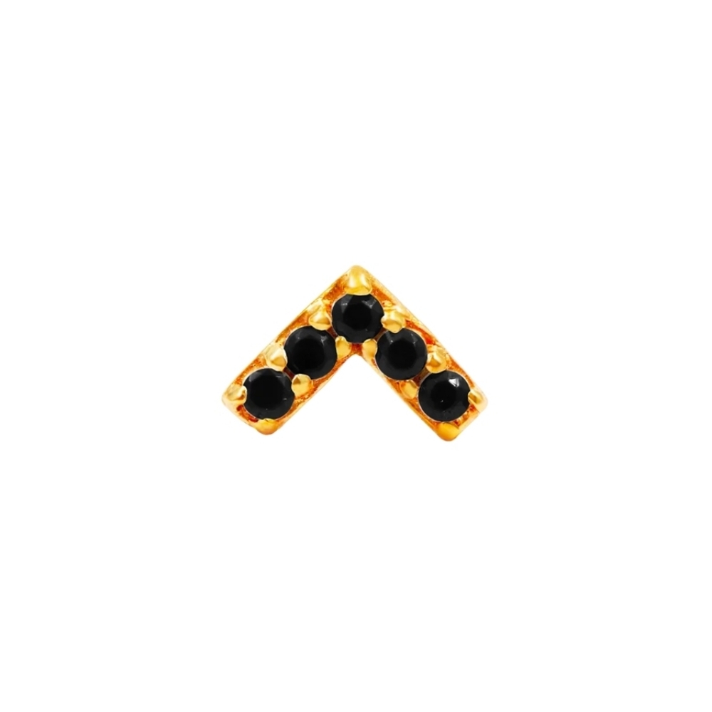 14K Solid Gold Black Swarovski Chevron Earrings